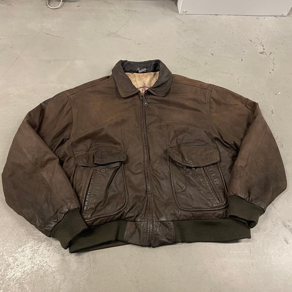 vintage 90s members only voyager top gun leather jacket